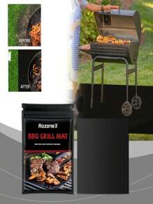 Easy-To-Clean Non-Stick Barbecue Mat Outdoor Barbecue Barbecue Mat Non-Stick Surface Resistant To High Temperature And Dirt - Black - View 2