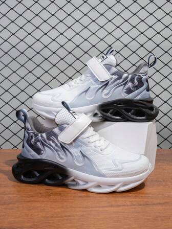 1 par de zapatos deportivos de moda y elegantes para adolescentes con tela de malla, suela gruesa antideslizante, acolchado y transpirable, con cierre de gancho y bucle ajustable para ponerse y quitarse fácilmente, adecuados para uso diario, escuela y campus