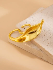 1 pieza Anillo de hoja de metal vintage asimétrico, accesorio de anillo de regalo lujoso para bodas y fiestas, para mujeres, parejas, cumpleaños
