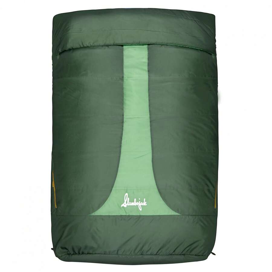 25 - Degree 2 - Person Hooded Sleeping Bag In Green, Spacious 66"X88" For Cozy Camping