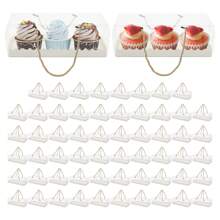 InSyoForeverEC Caja transparente para cupcakes, 60 unidades, con cuerda para macarrones, cupcakes, galletas, dulces y panecillos.