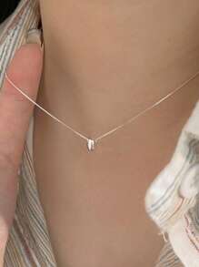 GAGAFEEL 1条简约椭圆形925纯银项链，豆形吊坠，适合女性日常佩戴，也可作为礼物赠送。 - 銀色 - 查看 7