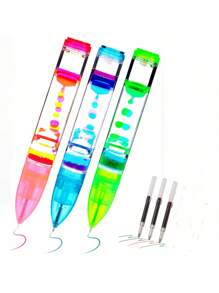 3 Packs Liquid Timer Pen With Extra Ink Packs- Retractable Ballpoint Pen With Colorful Moving Bubbles & Droplets - Relaxing Calming Fidget Sensory Writing For Kids & Adults- 3-Colorful Liquid Ballpoint Pen For Back To School Gift,Stocking Stuffers, Easter Basket Stuffers -Fidget Pen For Stress Relief And Anxiety(Red, Green, Blue)