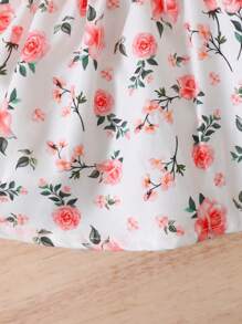 Baby Girl Sleeveless Solid Pink Top And Ruffle Trim Bowknot Shorts 2pcs Set, Casual Summer Outfit