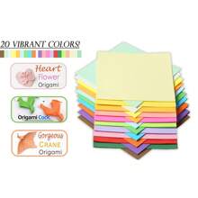 200 arkuszy papieru origami dwustronnego premium – 20 żywych kolorów, 6 cali kwadratowych, łatwe składanie dla początkujących – idealne do majsterkowania, kreatywnych projektów artystycznych, dekoracji świątecznych i pomysłów na ręcznie robione prezenty