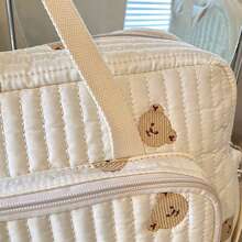 1pc Embroidered Bear Mommy Bag, Large Capacity Maternity Backpack, Shoulder And Crossbody Bag