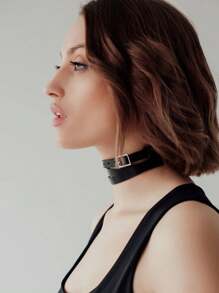 1PC Leather Collar Choker Gothic Choker Fetish Collar Layered Choker