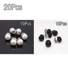 10/20 Stücke Knöpfe ohne Nähen, Faux Perlmutt Druckknöpfe, schwarz & weiß, vielseitige Brosche DIY Dekoration, ohne Nähen erforderlich
