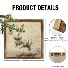 1 Piece Farmhouse Wooden Rabbit Mural, 8x 8 Inch Farmhouse Decoration, Bedroom, Kitchen, Bathroom, Comfortable Home Decoration, Easter Mural Decoration Gifts Birthday Graduation - Multicolor - View 14