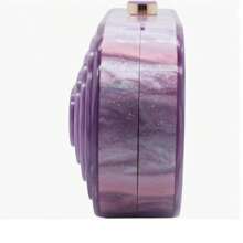 Acrylic Evening Clutch Box Purse Marble Handbag For Wedding Cocktail Party Banquet - Màu Lilac Tím - Xem 4