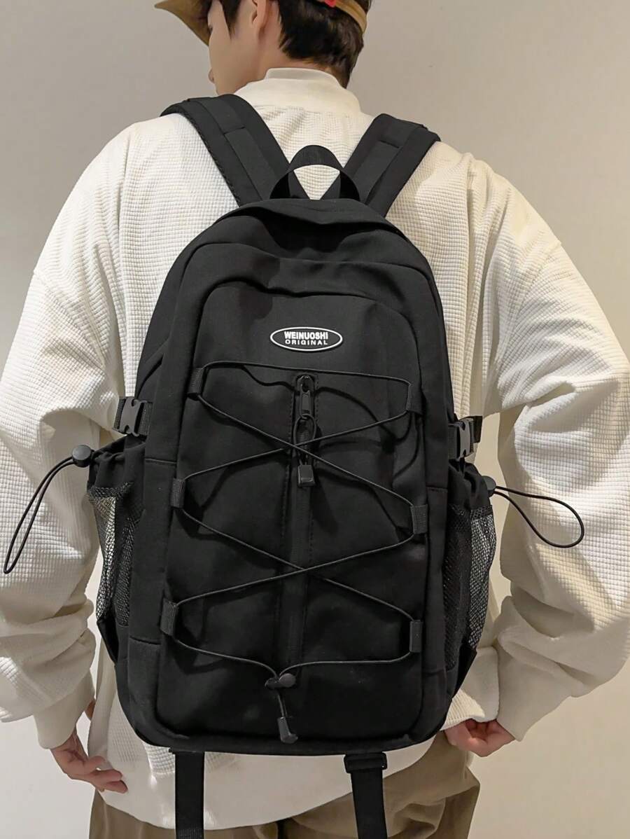 Large Capacity Women's Letter Backpack For Commuting