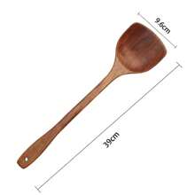 1/2pcs New Wooden Spatula, Wooden Kitchenware, Non-Stick Cookware, High Quality Wooden Cooking Spoon, Nonstick Heat Resistant Antibacterial Kitchen Utensils - Natural Wooden Cooking And Serving Spoon, Suitable For Kitchen Accessories - Rust Brown - View 11