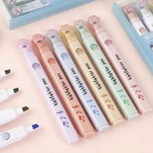 6pcs, Cat's Paw Highlighter, Student Cute Marking Pen, Marking Pen Color Marker, Classroom Small Gift, Handbook Watercolor Pen, Suitable For Daily Study And Work Writing Marker