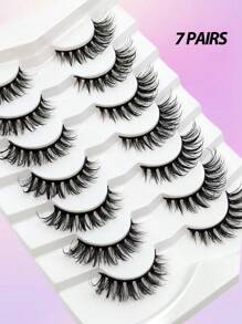 Asiteo 7 Pairs Moisturizing Glossy Thick & Fluffy Full-Frame False Eyelashes, Faux Mink Lashes, Suitable For Parties, Cosplay, Cartoon Styles And More - 尖尾漫畫款 - 查看 6