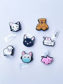 7 قطع/مجموعة من سلسلة الحيوانات الجميلة ثلاثية الأبعاد لزخرفة الأحذية والنعال والصنادل وإكسسوارات الأحذية البلاستيكية، مناسبة كهدايا لأعياد الميلاد والحفلات