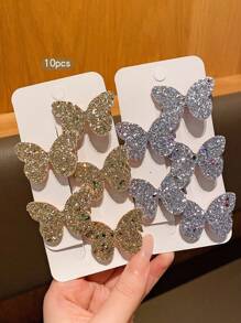 10 件时尚蝴蝶发夹，甜美风格发饰适合日常使用 - 彩色 - 查看 5