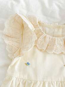 Girls Flutter Sleeves Embroidery Princess Dress, Summer New Arrival Popular Style - Apricot - View 5