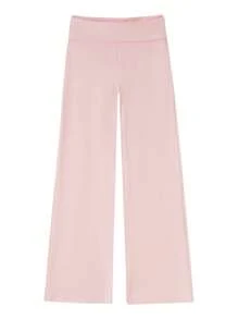 Women Elastic Wide Leg Pants Casual Cute Striped Print Folded Waist Trousers For Work Office Streetwear - 粉色 - 查看 4