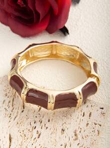 1pc Simple Bohemian Open Bangle Bracelet, Maroon Color, Suitable For Everyday And Party Wear - Burgundy - View 10