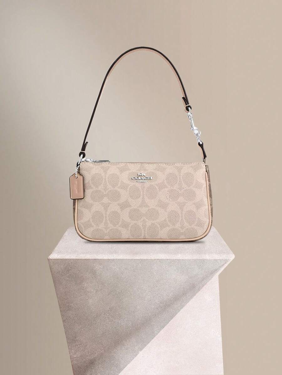 Coach Nolita 19 女士单肩包皮革手拿包手提包钱包和包女士复古腋下包挎包带可拆卸肩带和拉链开合，CY236 SVXCU