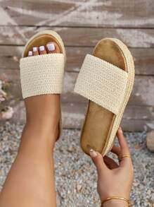 Sandalias cómodas con suela gruesa, hechas a mano con tiras de crochet, para mujer de ajuste ancho, sandalias de verano para vacaciones