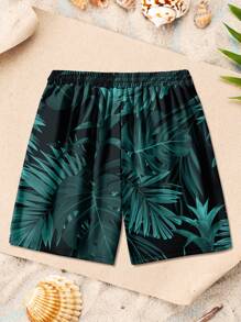 Pantaloncini da spiaggia personalizzati da uomo con stampa di piante tropicali