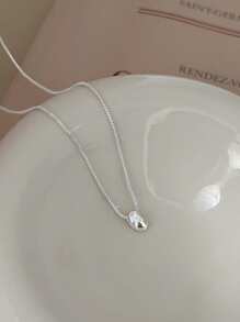 GAGAFEEL 1条简约椭圆形925纯银项链，豆形吊坠，适合女性日常佩戴，也可作为礼物赠送。 - 銀色 - 查看 4