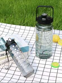 1 件 750 毫升 2 升大容量粉色 PC 水瓶，运动健身便携式吸管杯，适合居家户外旅行 - 黑色 - 查看 5