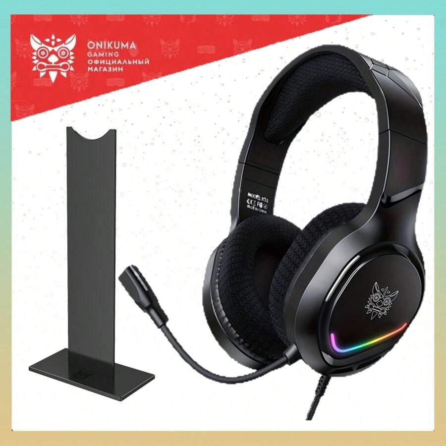 ONIKUMA X31 黑色专业游戏耳机有线降噪电竞游戏耳机运动耳机 - 黑色贈送耳機支架 - 查看 1