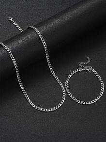 9 Pcs/3 Pcs/2 Pcs Fashionable Punk Retro Stainless Steel Necklace Bracelet Ring Jewelry Set For Men, Birthday Holiday Date Party Festival Gift, Versatile Daily Accessory