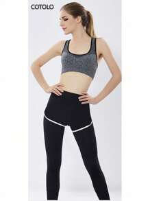 TRUMOVE Brassiere Deportivo para Mujer de Secado Rápido Antichoque Sin Armazón con Elasticidad para Yoga y Gimnasia Ropa Deportiva Superior para Mujer,top deportivo mujer,ropa deportiva de mujer,tops deportivos para mujer,top deportivo,tops de mujer,gym,brassieres de mujer - Gris - Ver 4