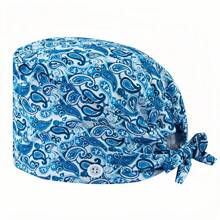 1 pieza Gorro de enfermera de alta calidad con estampado de flores de paisley coloridas, con cordón, elástico en la parte trasera y ganchos para correa lateral de máscara, adecuado para médicos, enfermeras y todo el personal de hospital, salón de belleza y veterinaria - Multicolor - Ver 13