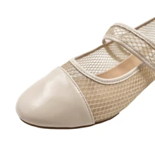 Ballerines semi-transparentes pour femmes avec sangle réglable, marque JZ Brothers - Beige - Voir 4