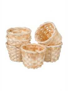 6 piezas de Mini cestas tejidas de bambú, decoración para el hogar, organizador pequeño para el escritorio, mini cestas para flores, mini cestas decorativas tejidas para la mesa del hogar, fiestas, bodas, ocasiones universales, ideal para Navidad y Acción de Gracias