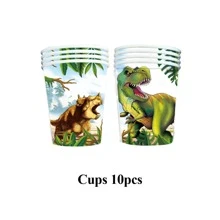 10/20/50pcs Disposable Dinosaur Themed Party Supplies, Suitable For 1st Birthday Party, T-Rex Themed Tableware Decor, Birthday & Picnic