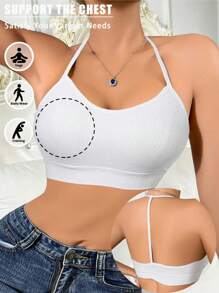 1pc Breathable Seamless Beauty Back Wireless Bra With Removable Pads, Sports Bra, Lingerie