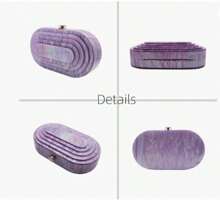 Acrylic Evening Clutch Box Purse Marble Handbag For Wedding Cocktail Party Banquet - Màu Lilac Tím - Xem 2