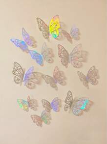 12pcs/Set 3D Hollow Butterfly Wall Stickers, Cake Decor, Wedding Decor, Home Living Room Decor Gifts Birthday Graduation Home Decor Wall Decor Bathroom Decor Bedroom Decor Room Decoration Stuff House Decor Home Decor Living Room Wall Paper Personalised Stickers School Decor School Surprise Dormitory Decor Back To School