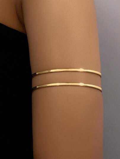 1 件时尚金属几何镂空线开口臂章，夸张而独特