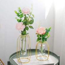 1 Peça Vaso Suspenso Criativo de Arame de Ferro para Plantas Hidropônicas, Decoração Floral, Decoração de Casamento, Centros de Mesa, Decoração de Mesa, Festa - Dourado - Visão 1