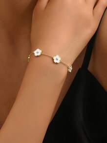 1 件 925 纯银四叶草幸运手链，适合女性日常佩戴节日礼物原创设计迷人复古派对精美珠宝