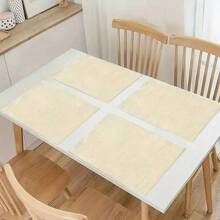 4pcs/6pcs Blank Linen Placemats - Washable DIY Heat-Resistant & Stain-Resistant Fabric Placemats, No Power Needed, Suitable For Restaurants, Weddings, Parties And Home Decor