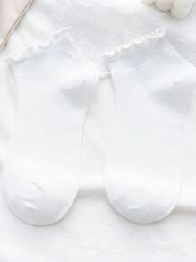 1/10 Pairs Women Spring/Summer Ruffled Ankle Socks,Versatile Candy Color Solid Short Socks, Lace Trim Boat Socks
