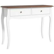 HOMCOM Mesa de Consola Mesa de Entrada con 2 Cajones Consola para Recibidor Estilo Francés para Pasillo Dormitorio Salón 100x35x76,5 cm Blanco y Marrón Oscuro - Blanco - Ver 7