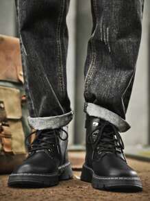 Men's Autumn High-Top Boots, British Style Yellow Boots For Men, Outdoor Waterproof Motorcycle Boots, New Men Boots