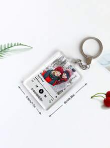 1/2 件定制钥匙扣，女士个性化钥匙扣，定制照片/姓名/音乐代码亚克力钥匙扣
