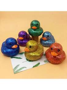 1pc/5pcs Rubber Duck, Light Up Duck, Quacking Duck - Tassels, Glitter, Sparkly Party Decor Duck - Suitable For Home Office Decoration, Bicycle Accessories, Car, Decoration, Party Favors And Gifts