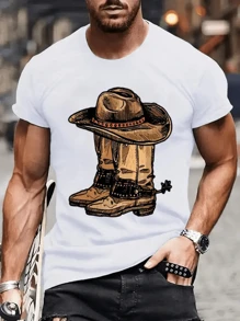 Camiseta De Hombre De Algodón Puro De 220g Con Impresión De Accesorios Mexicanos - Blanco - Ver 1