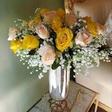 20朵仿真纯白逼真花朵，适用于婚礼新娘订婚家居花卉装饰、母亲节装饰、家居装饰、花束、花篮、工艺品等。 - 彩色 - 查看 10