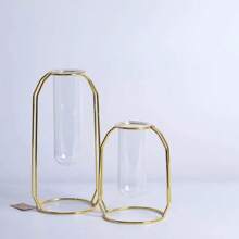 1 Peça Vaso Suspenso Criativo de Arame de Ferro para Plantas Hidropônicas, Decoração Floral, Decoração de Casamento, Centros de Mesa, Decoração de Mesa, Festa - Dourado - Visão 4